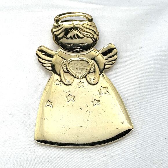 VTG Gloria Duchin 2000 Christmas Ornament February Birthstone Angel Gold Tone - Picture 5 of 6